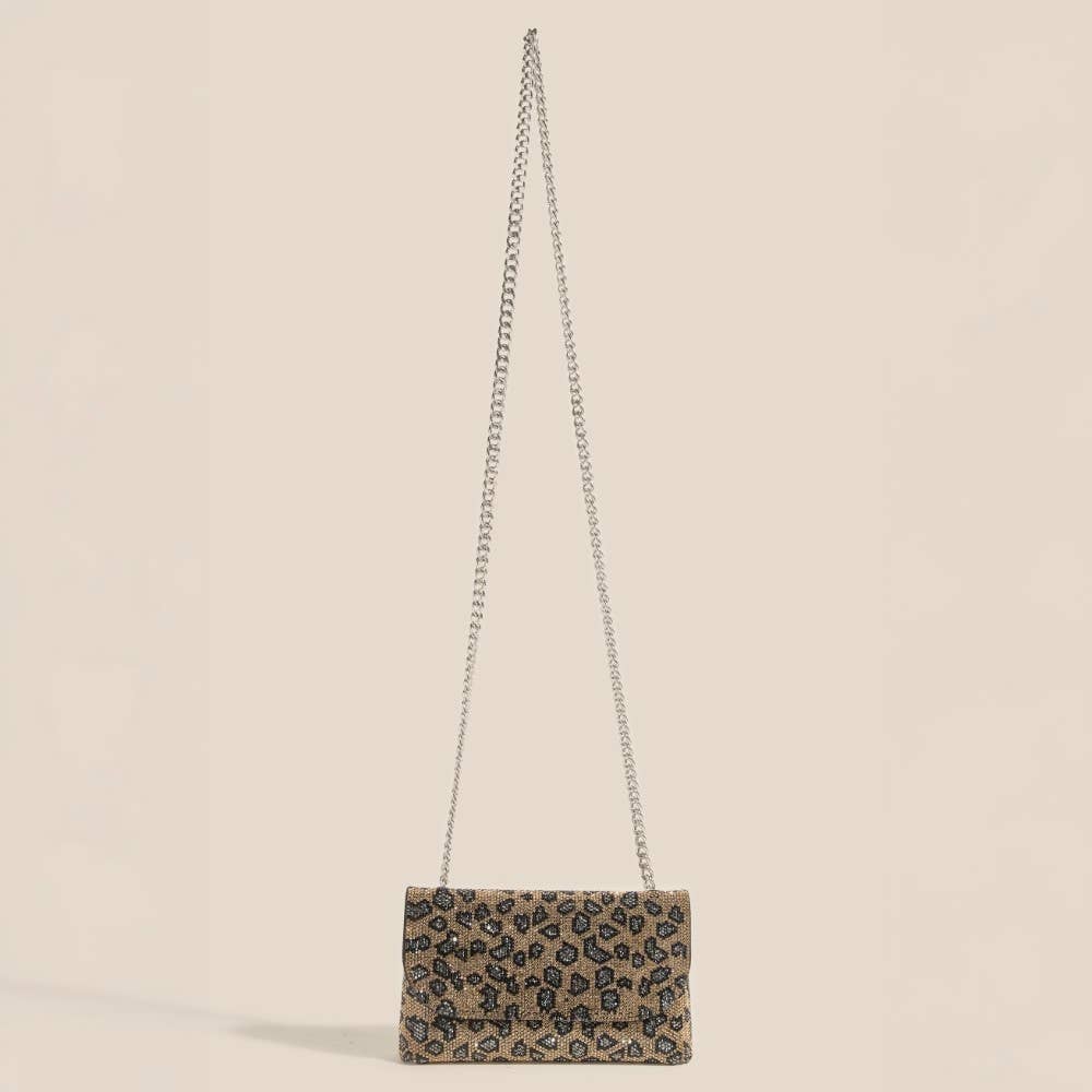 Animal Print Full Rhinestone Studded Evening Bag