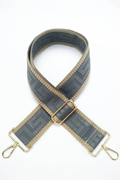 Geometric Pattern Bag Strap - Beige/Navy