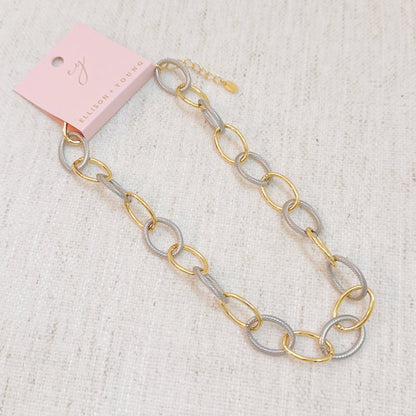 Cabled Texture Two Tone Chain Necklace