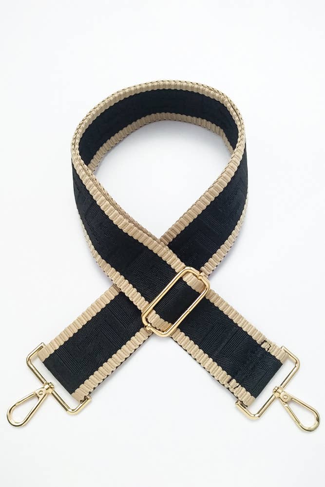 Geometric Pattern Bag Strap - Beige/Navy