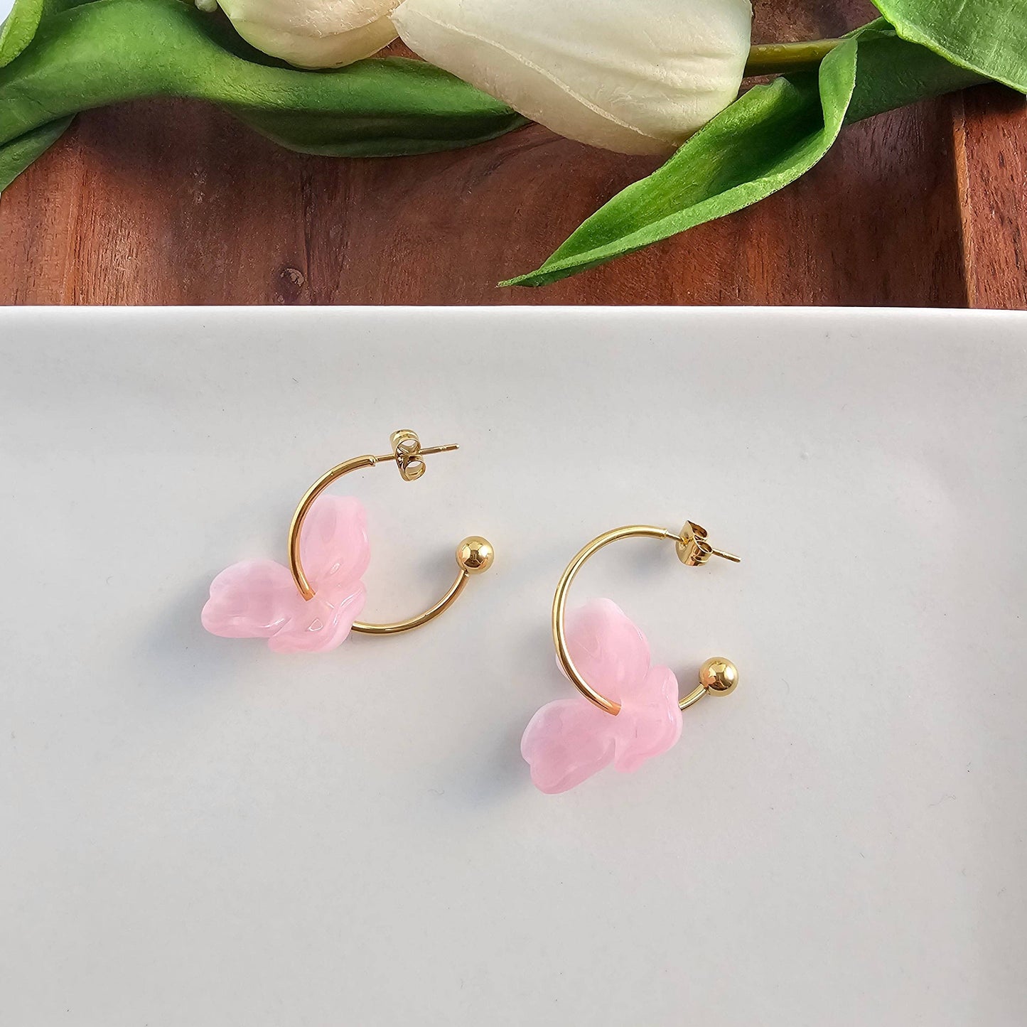Magnolia Hoops - Pink // Jewelry, Earrings