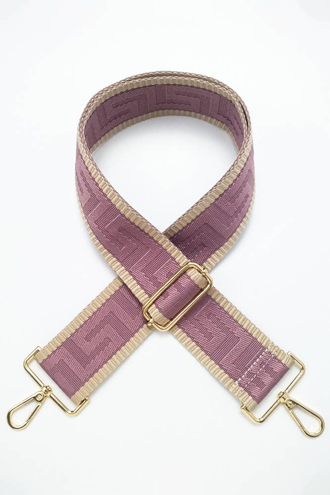 Geometric Pattern Bag Strap - Beige/Navy