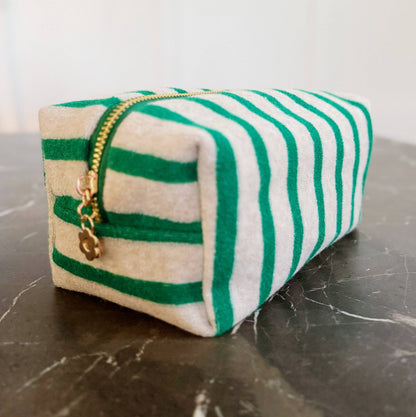 Terry Cloth Striped Cosmetic Case