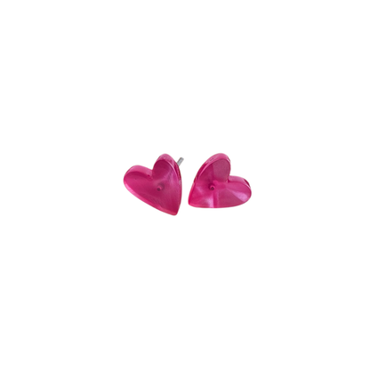Hand Drawn Heart Studs - Hot Pink // Valentine's Earrings, Jewelry