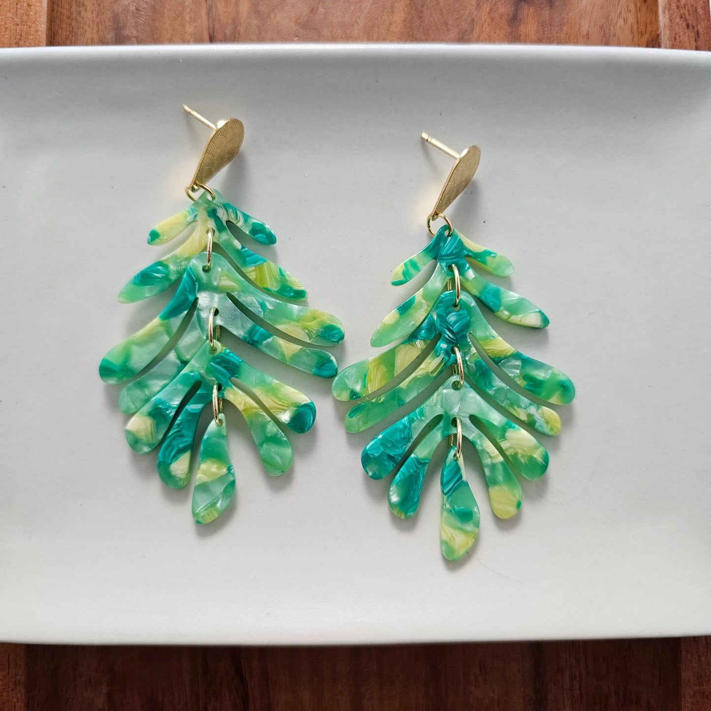 Palm Earrings - Green