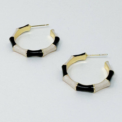 Small Color Block Baboo Hoop Earrings