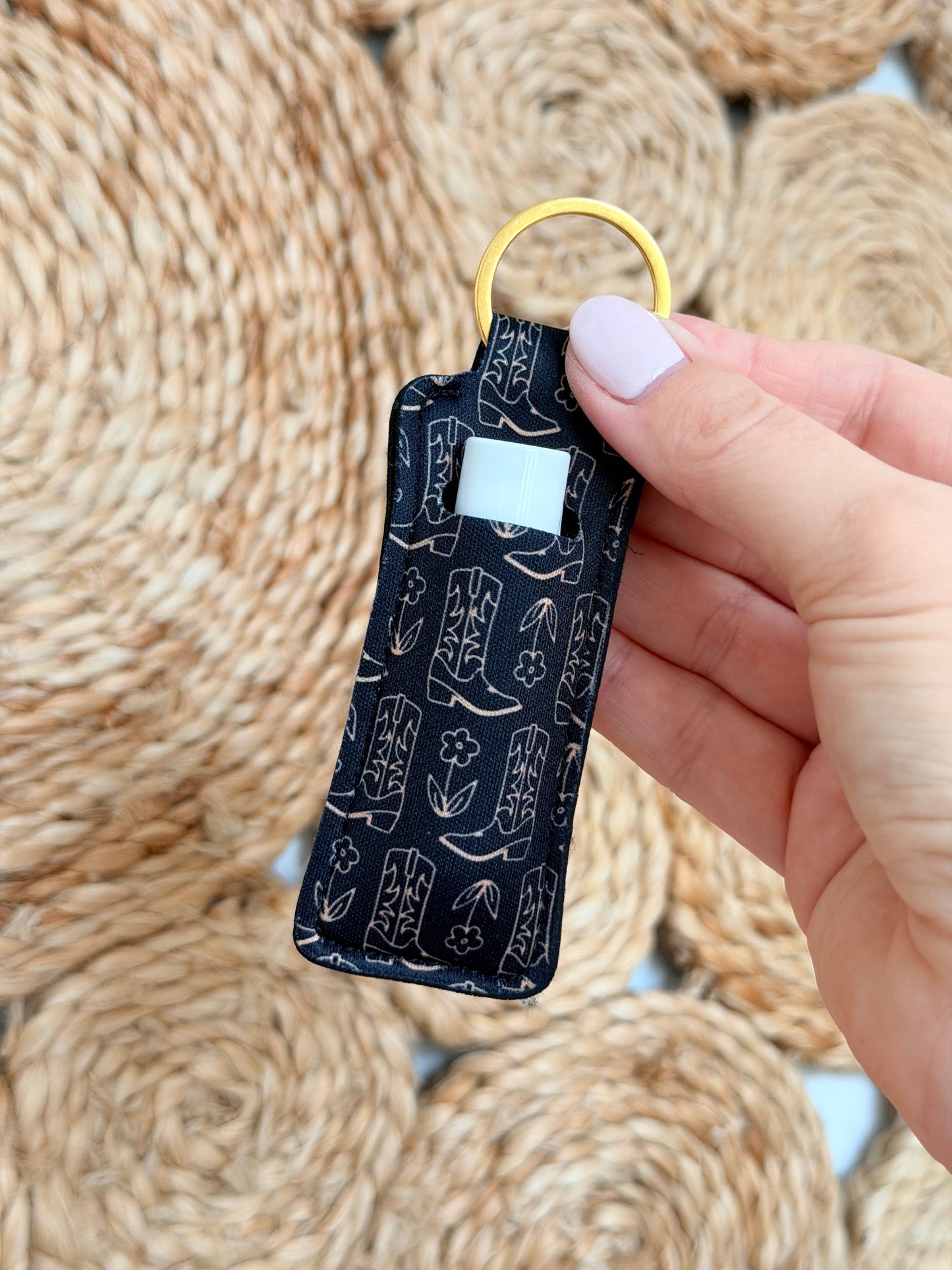 Lip Balm Keychain  - Cowgirl Boot - Black
