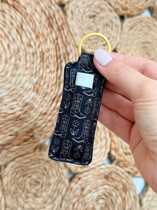 Lip Balm Keychain  - Cowgirl Boot - Black
