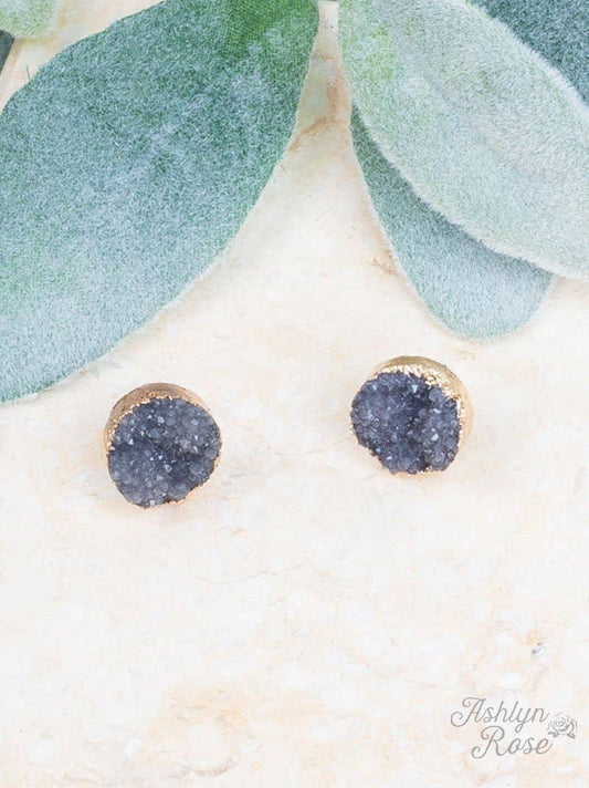 Everyday, Everywhere Druzy Stud, Grey