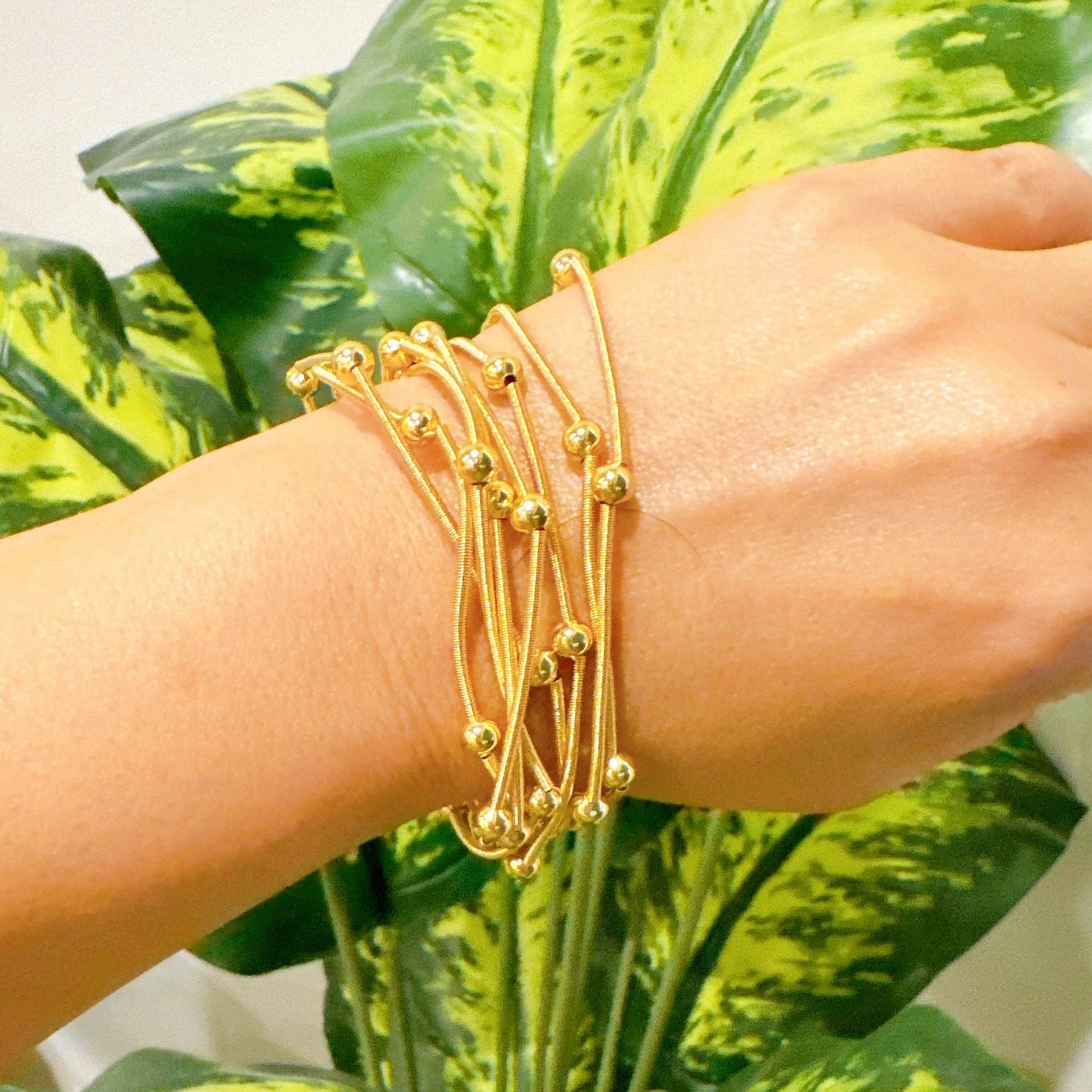 Gold stackable bracelets