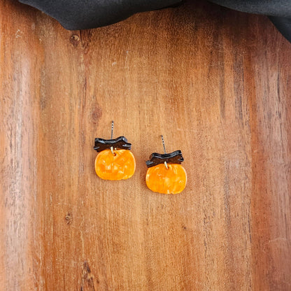 Bow Pumpkin Patch Earrings - Orange // Jewelry, Fall, Halloween