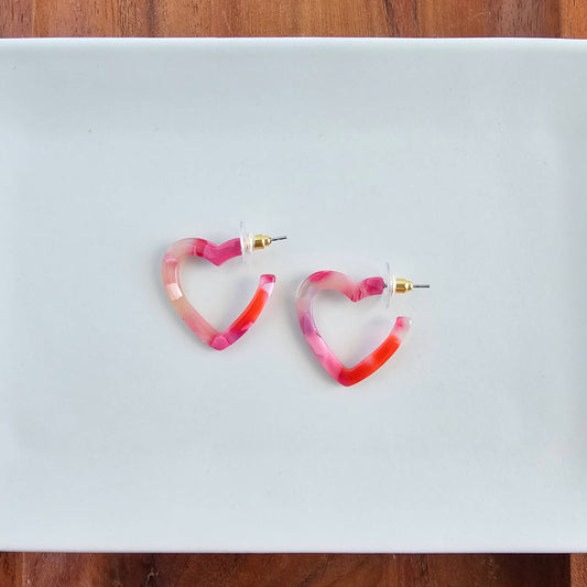 Mini Heart Hoops - Tickled Pink // Valentine's Day Jewelry