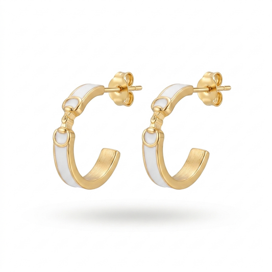 Derby Hoop Earrings-White