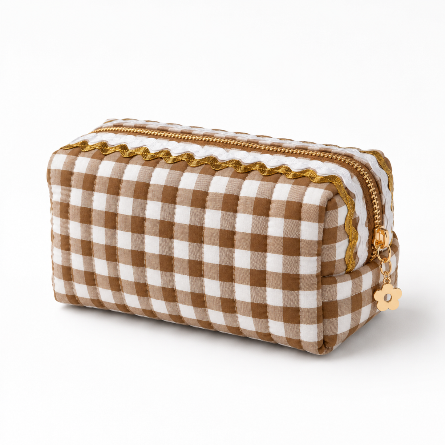 Color Wave Gingham Cosmetic Case-Blue