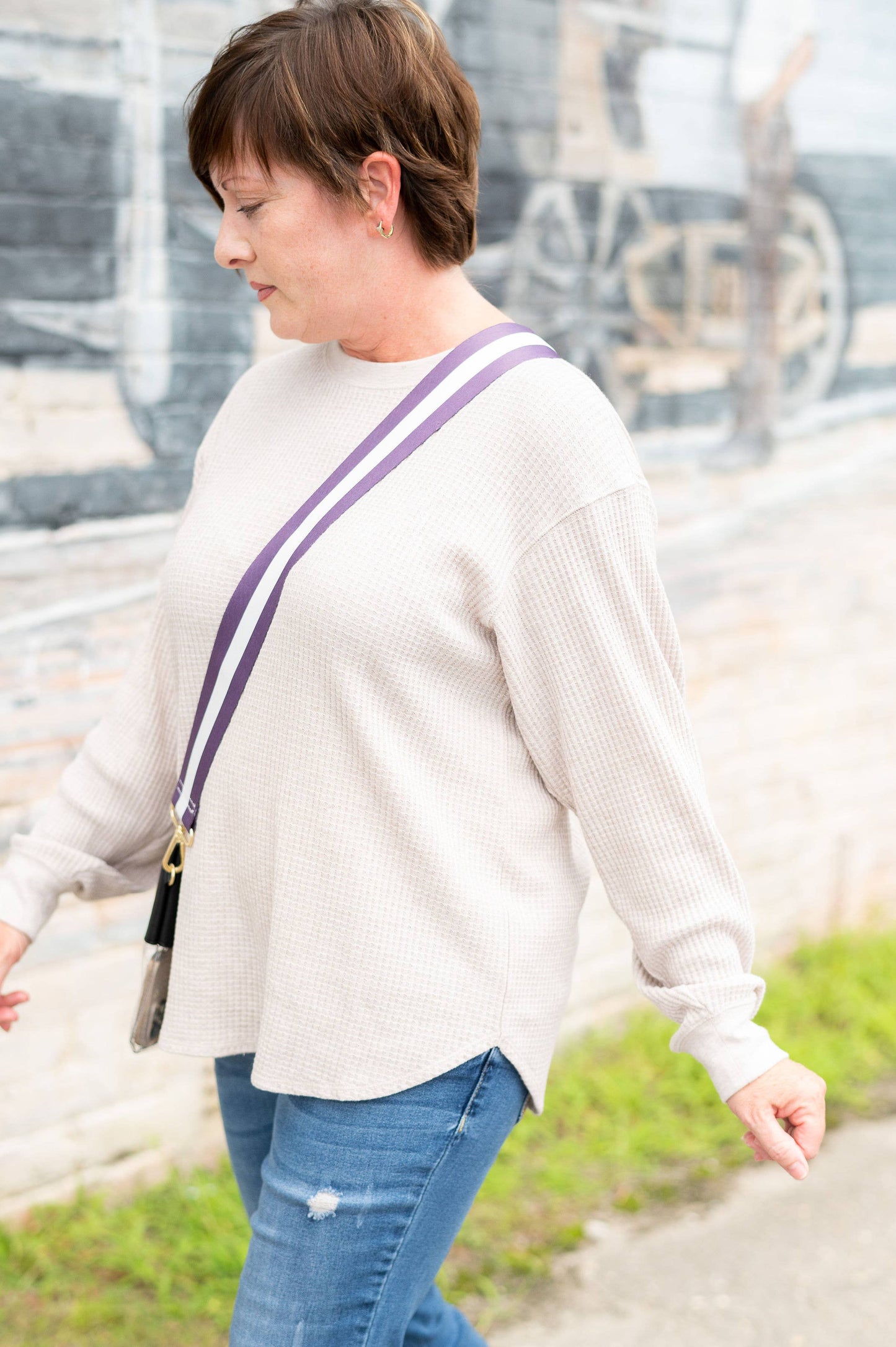 Purple Stripe Crossbody Strap