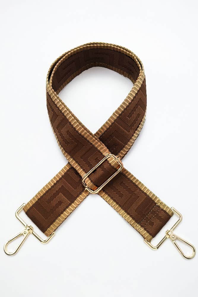 Geometric Pattern Bag Strap - Beige/Navy