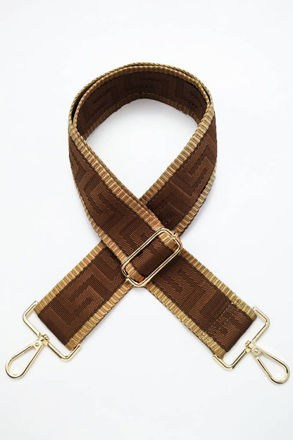 Geometric Pattern Bag Strap - Beige/Navy