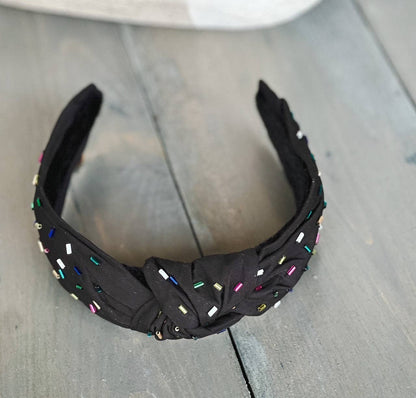 Confetti Beaded Top Knot Headband