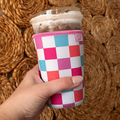 Iced Coffee Sleeve - Colorful Checkered