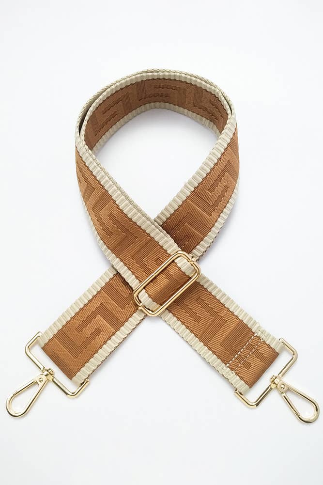 Geometric Pattern Bag Strap - Beige/Navy