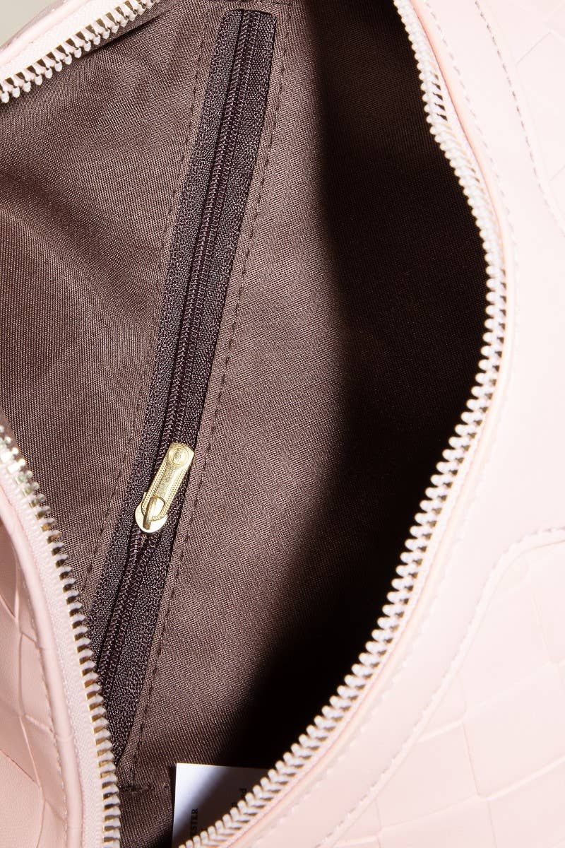 Basket Weave Leather Fanny Pack Bag