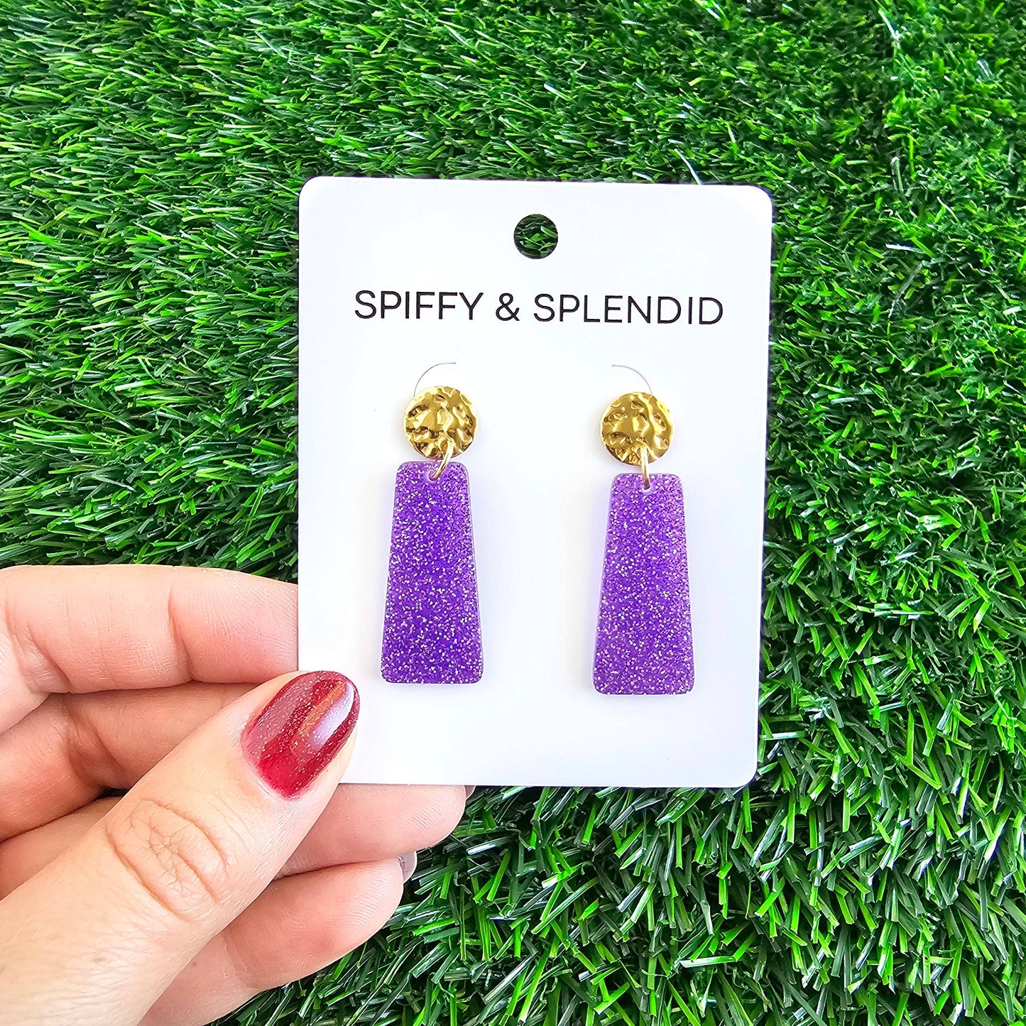 Mia Mini Earrings - Purple Glitter