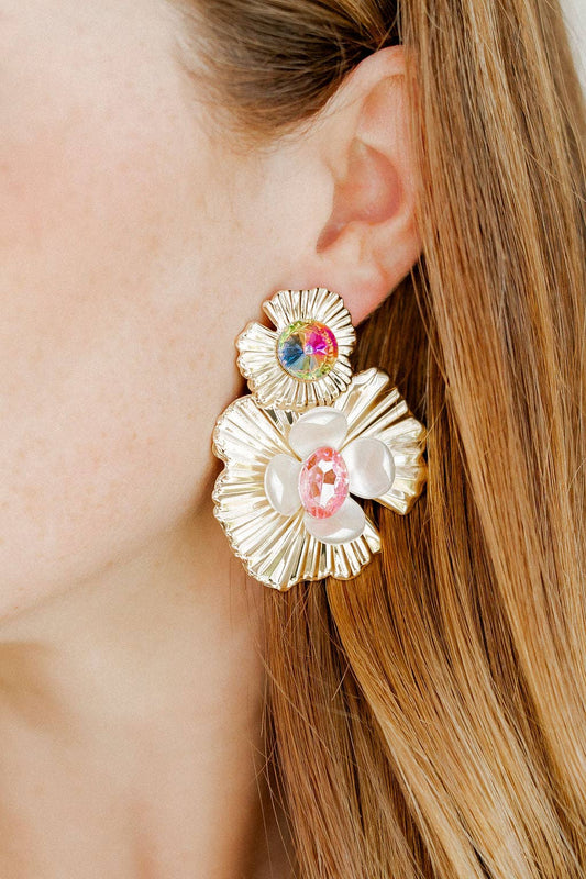 Zara Statement Earrings - Pink Gold