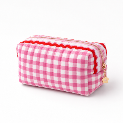 Color Wave Gingham Cosmetic Case-Blue