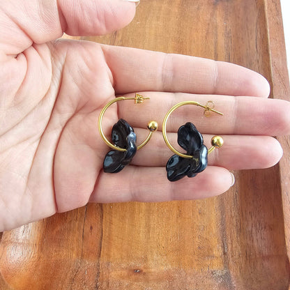 Magnolia Hoops - Black