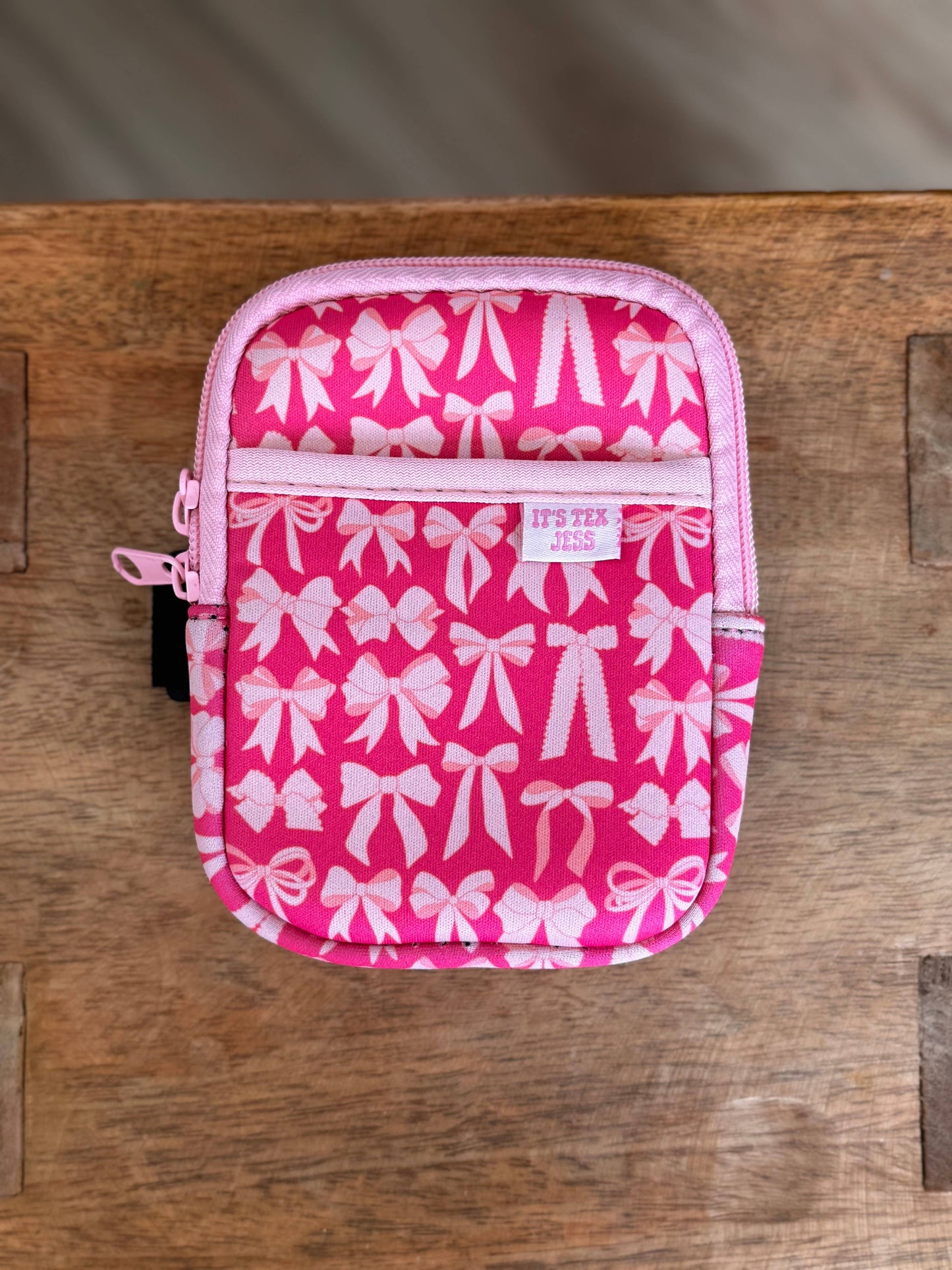 Water Bottle Pouch - Pink Bows