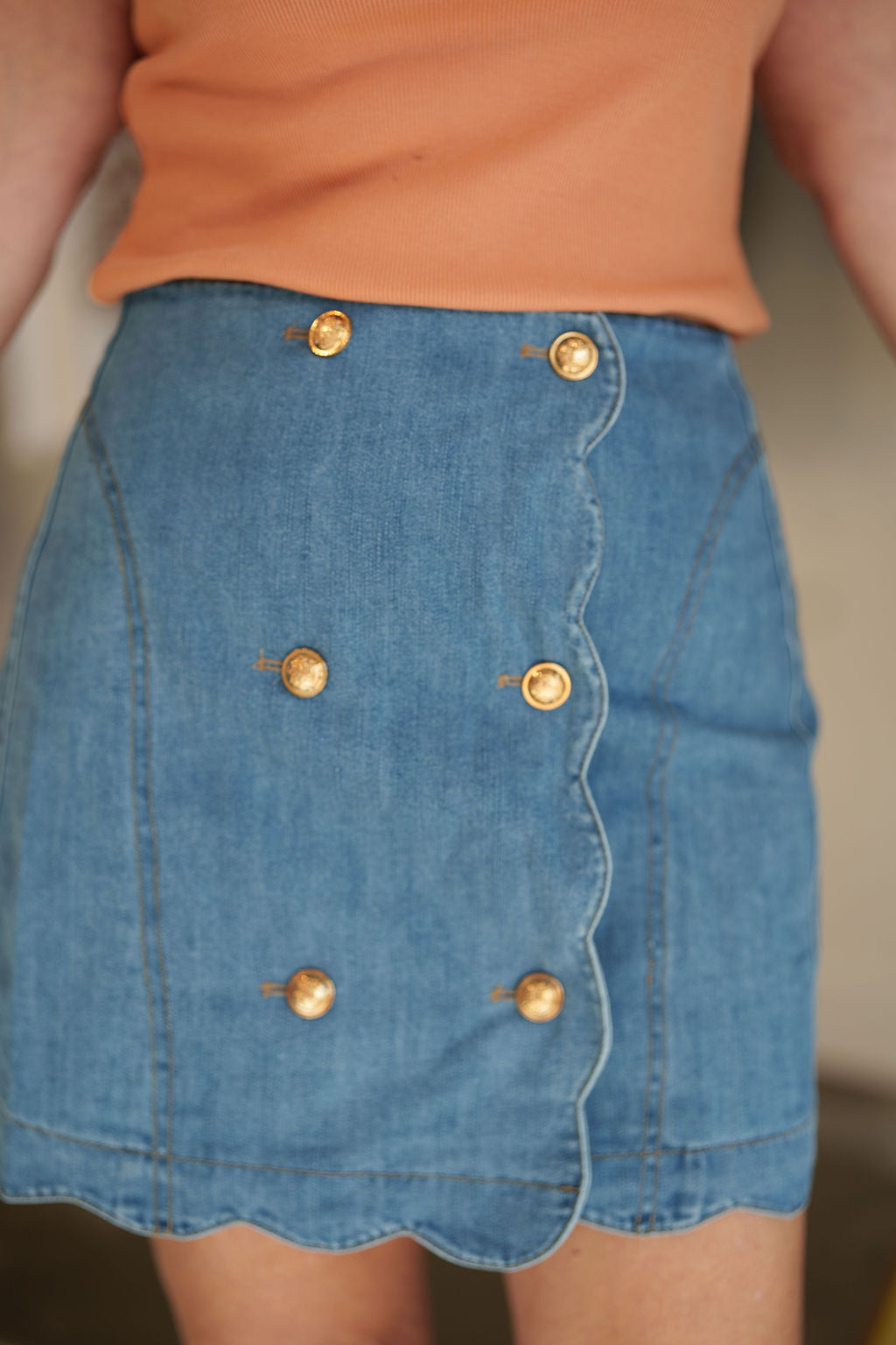 Denim Scallop Skirt