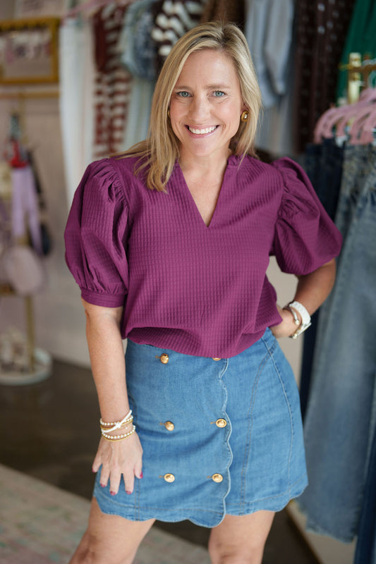 Plum V-Neck Top