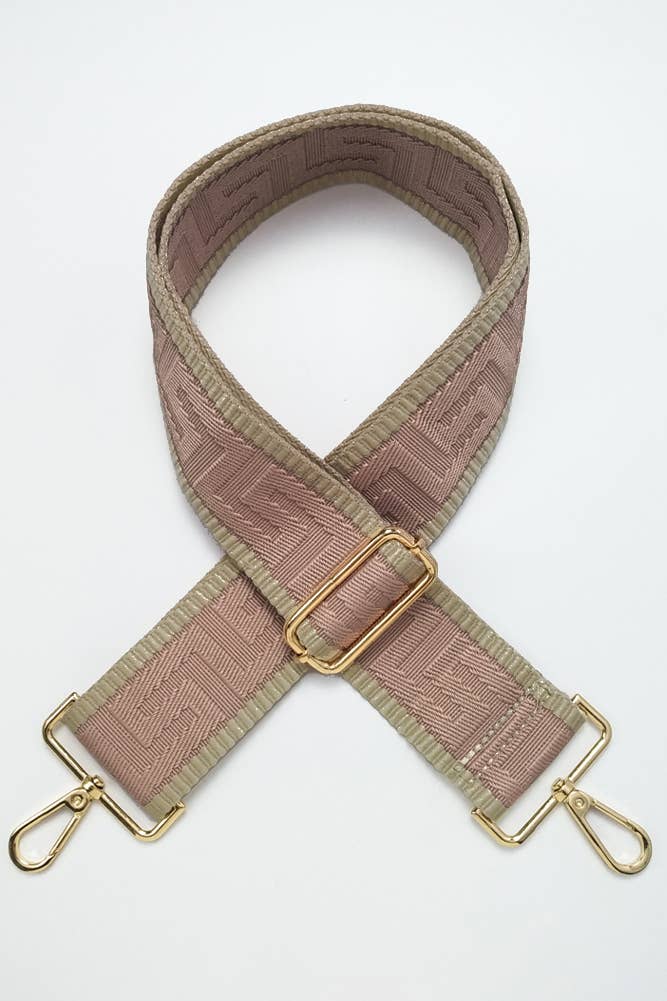 Geometric Pattern Bag Strap - Beige/Navy