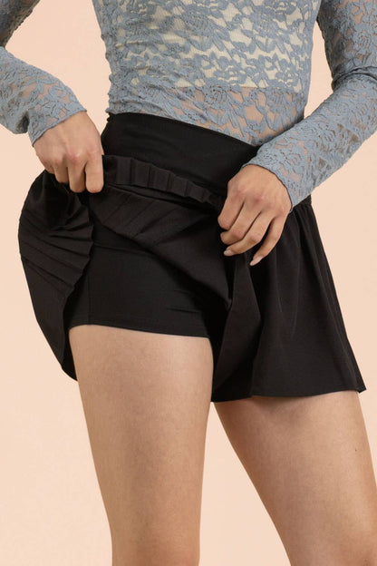 Black Side Pleated Detail Activewear Shorts