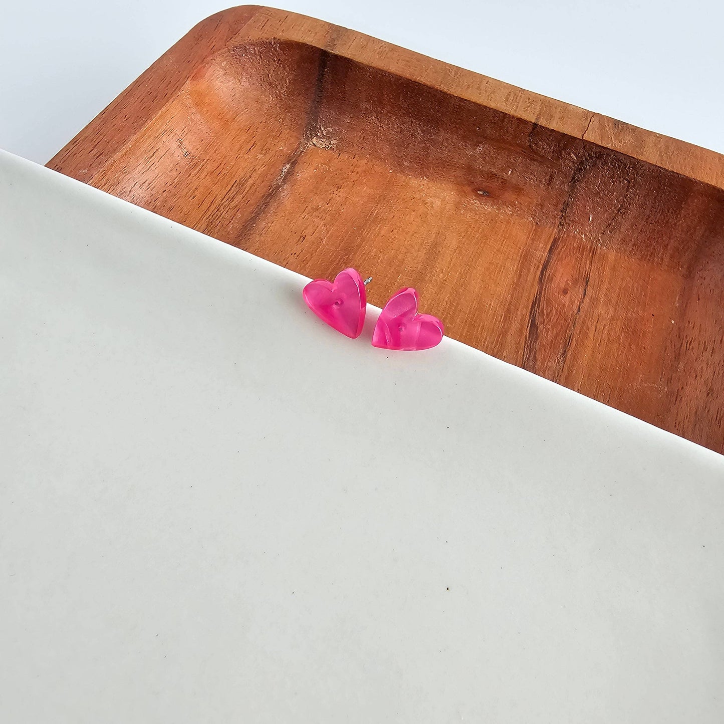 Hand Drawn Heart Studs - Hot Pink // Valentine's Earrings, Jewelry