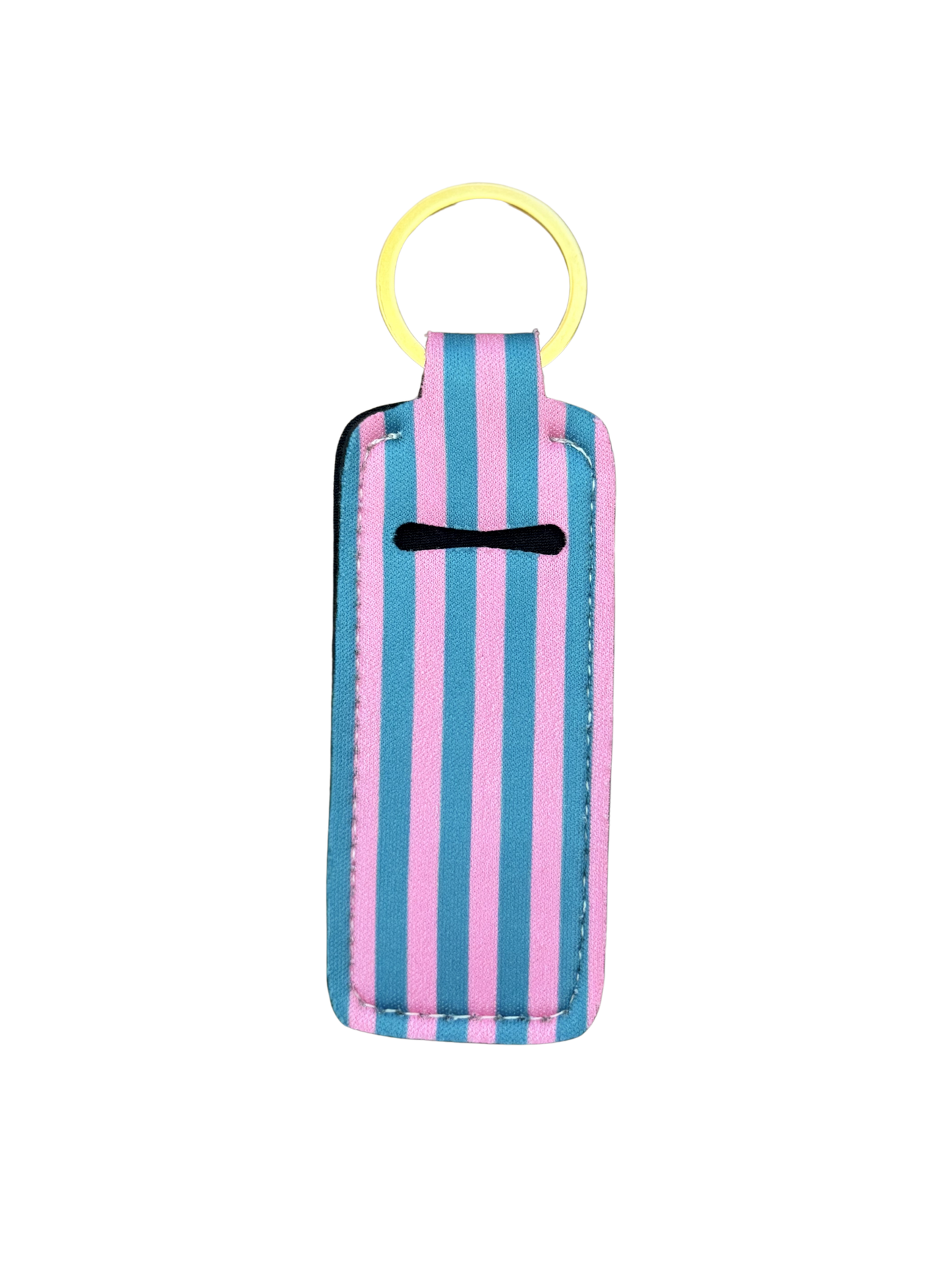 Lip Balm Keychain  - Pink and Turquoise Stripes