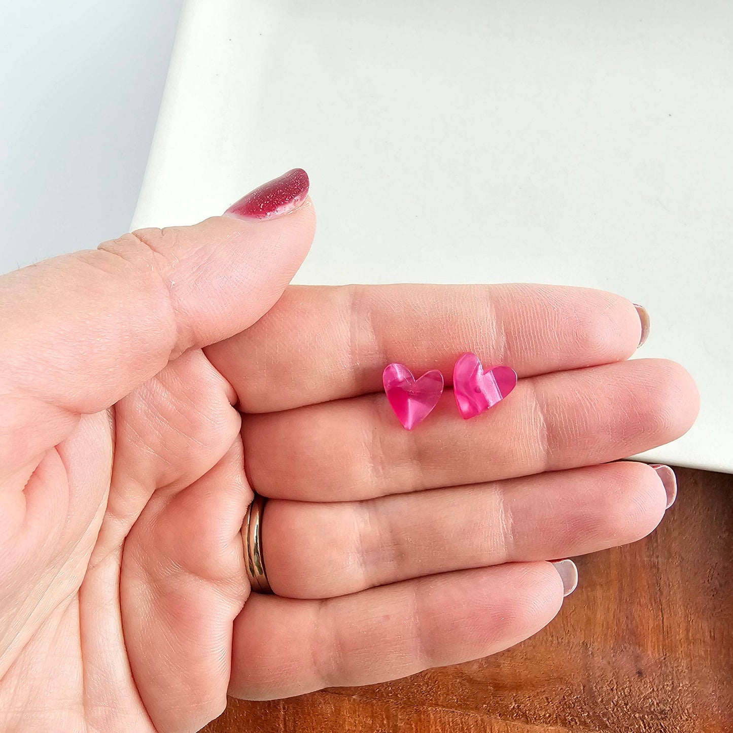 Hand Drawn Heart Studs - Hot Pink // Valentine's Earrings, Jewelry