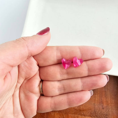 Hand Drawn Heart Studs - Hot Pink // Valentine's Earrings, Jewelry