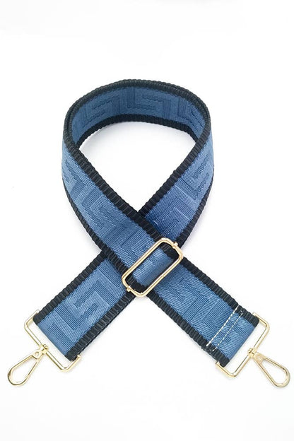 Geometric Pattern Bag Strap - Beige/Navy