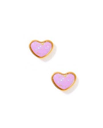 Screwback Stud Earrings - Nora Heart Purple