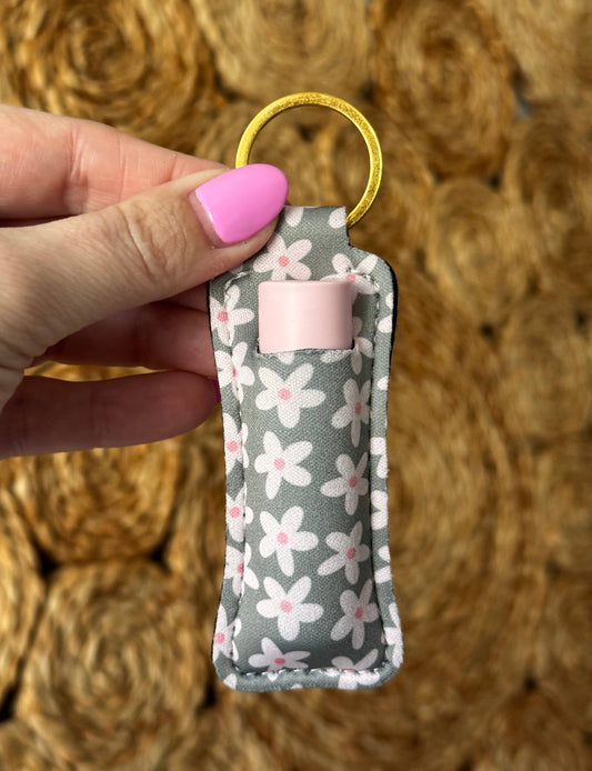 Lip Balm Keychain  - Green Floral