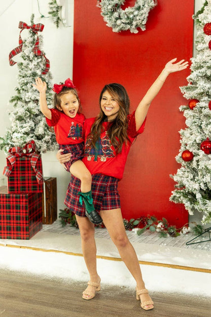 Kids' Festive Forest on Princess Top, Red