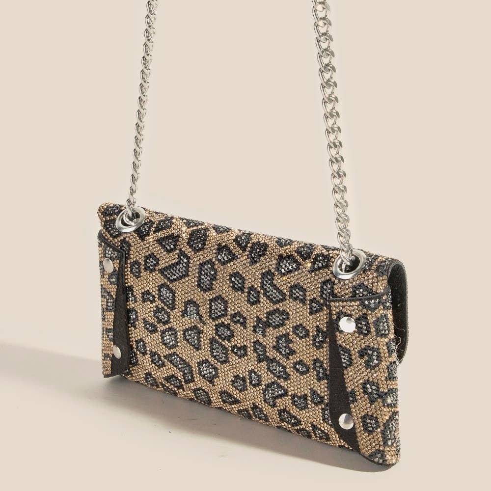 Animal Print Full Rhinestone Studded Evening Bag