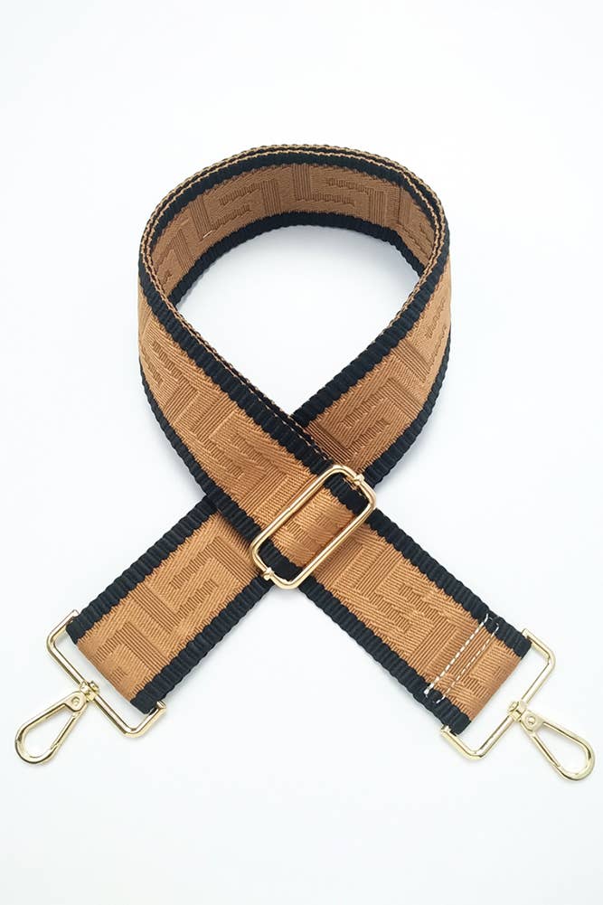 Geometric Pattern Bag Strap - Beige/Navy
