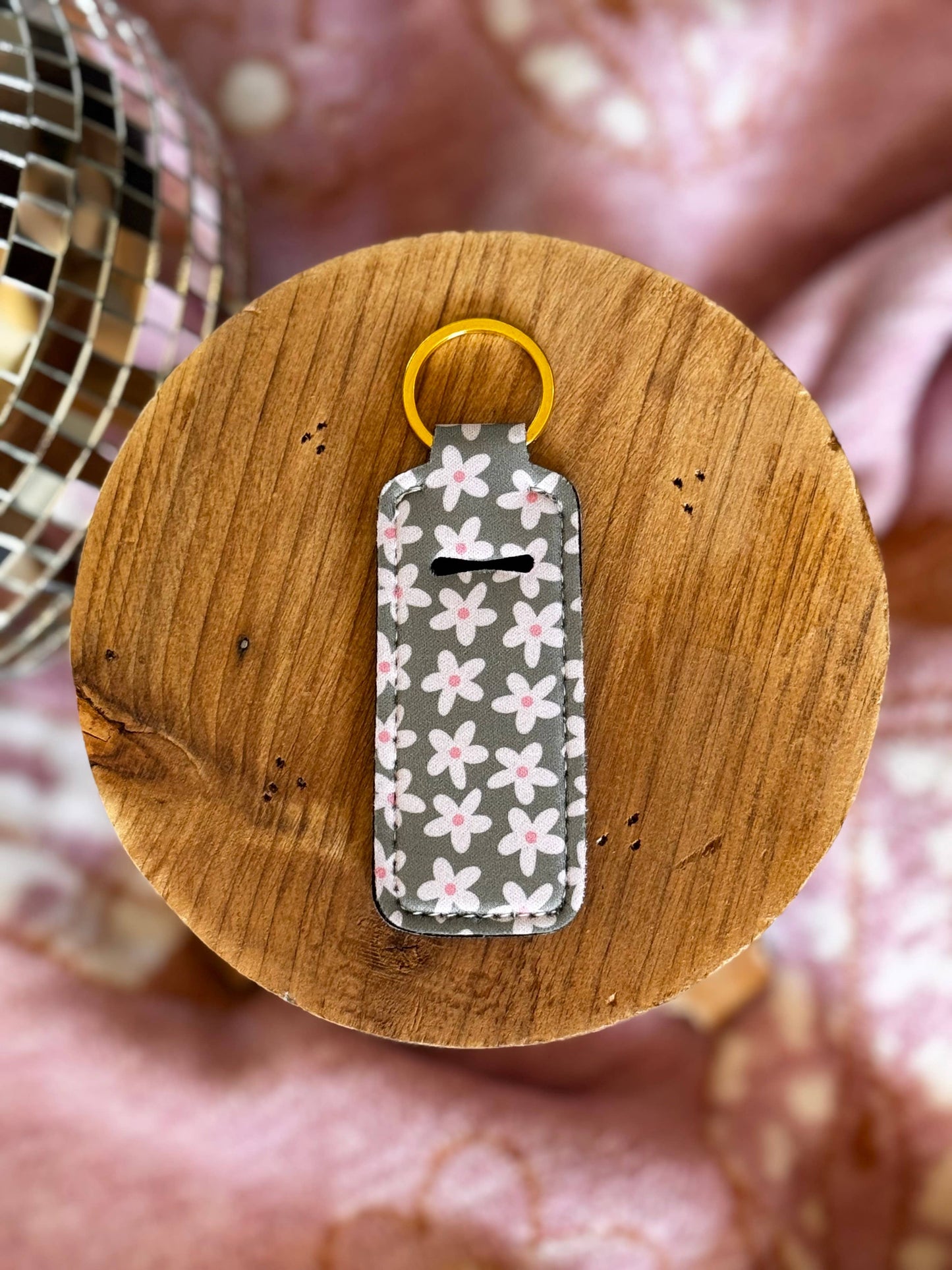 Lip Balm Keychain  - Green Floral