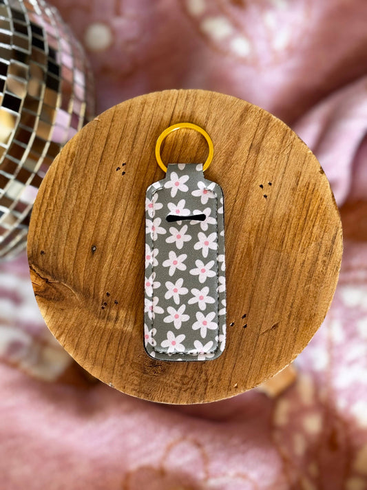Lip Balm Keychain  - Green Floral