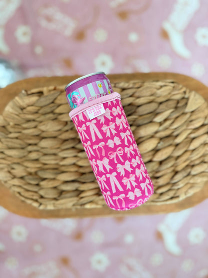 Slim Can Sleeve-Pink Bow