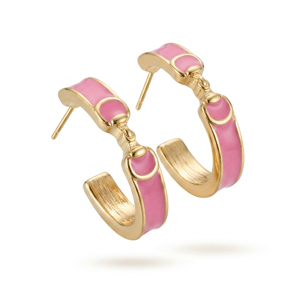 Derby Hoop Earrings-Pink