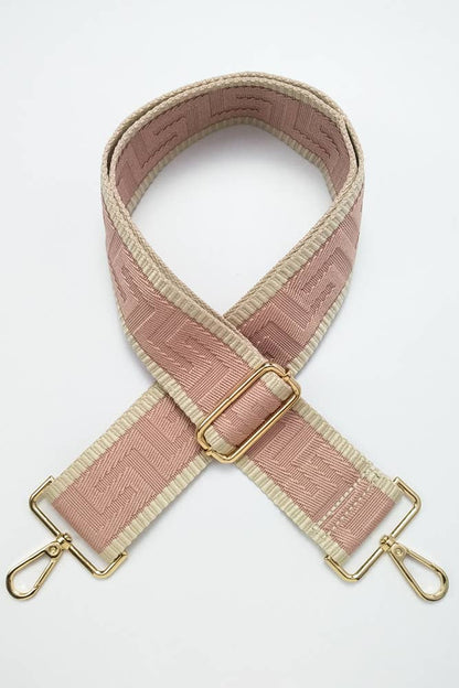 Geometric Pattern Bag Strap - Beige/Navy