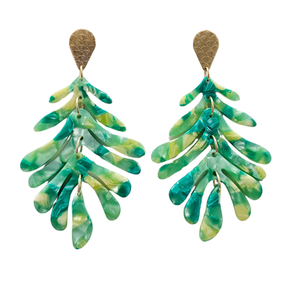 Palm Earrings - Green